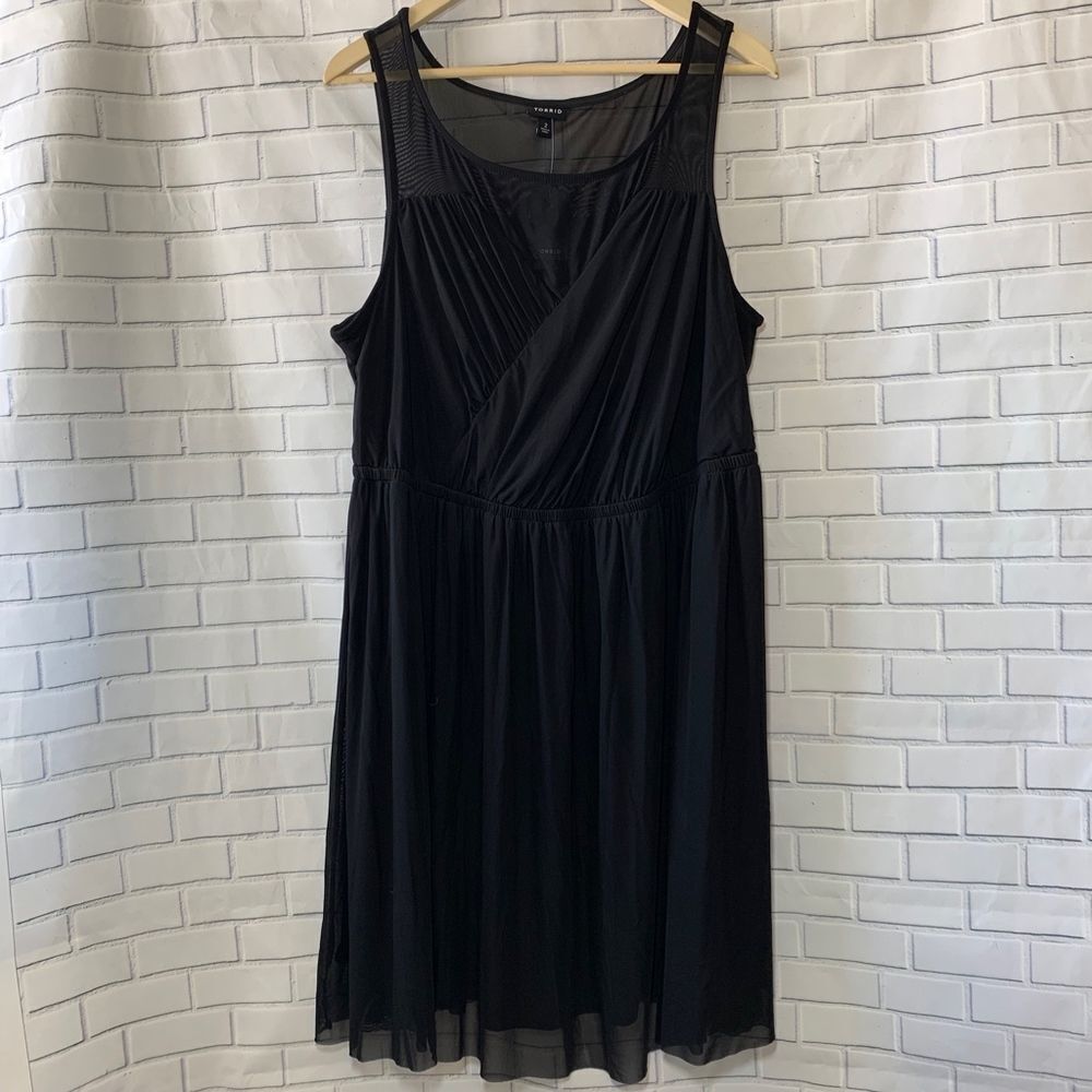 Torrid Black Faux Surplice Skater Dress Si… - Picture 2 of 5